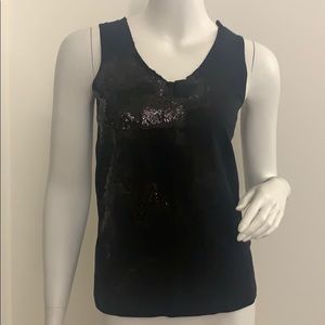 Barbara Bui sleeveless Black T laser cut / sequins